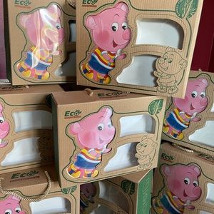 BAMBOO FIBRE KIDS 5 PIECE DINNERWARE SET --PIGLET.